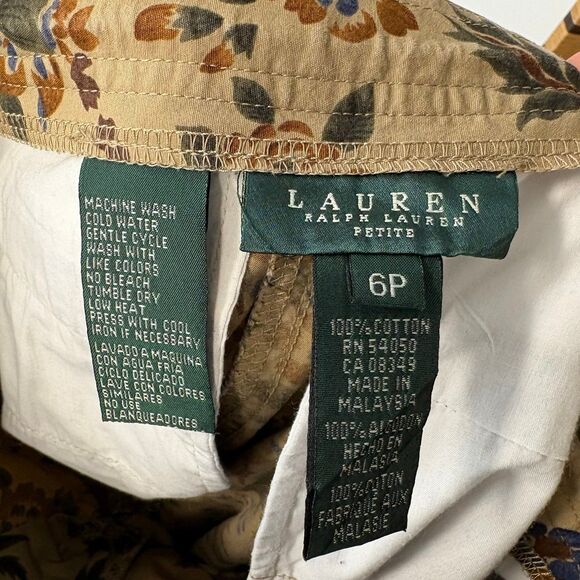 Lauren Ralph‎ Lauren Tan Floral Crops Size 6P - Picture 7 of 7